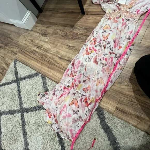 NWT Hale Bob Bluebell Maxi Dress Ivory Butterfly - Picture 7 of 10